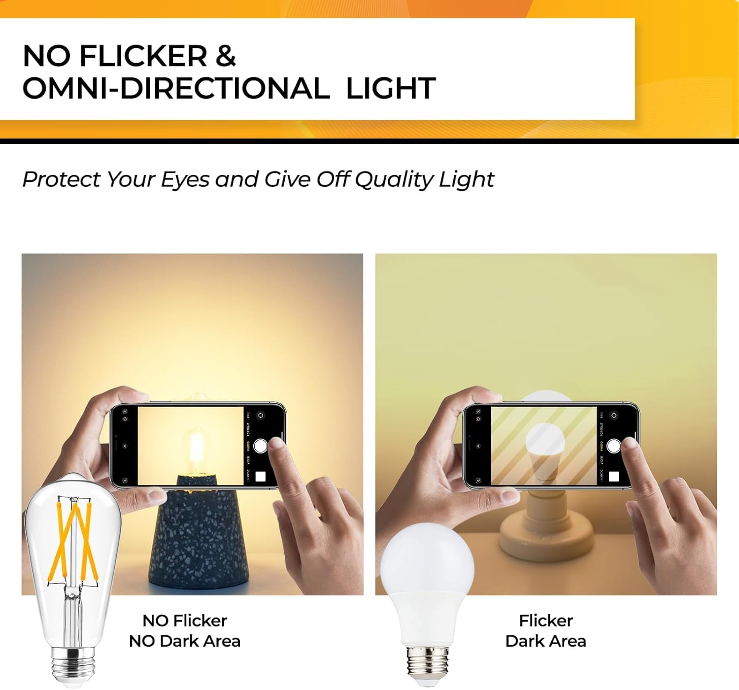 PYYAN-Dimmable Edison Bulbs 60 Watt LED, E26 Bulb 2700K Warm White ST19 Vintage Light Bulbs, 95+CRI, UL Listed,700LM 6W E26 Medium Base, Clear Glass, Pack of 4