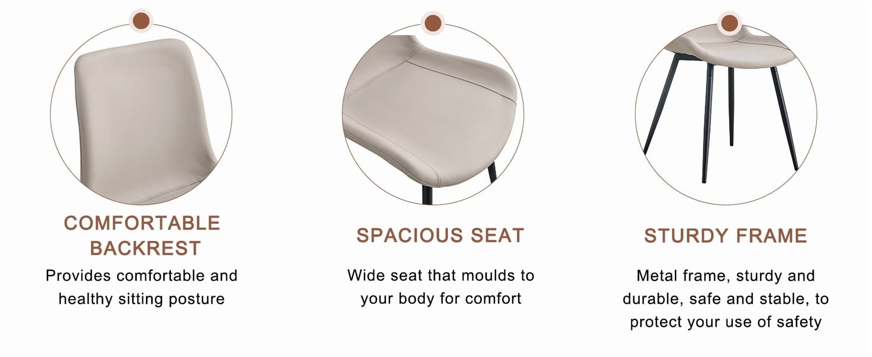 Sailvan Dining Set, 59-71 Inch Walnut MDF Table with Brown Tech-Fabric Curved Widened Cushion Chairs