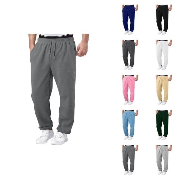 Sweatpants for Men 2026 Fashion Elastic Waist Drawstring Wide Leg Relaxed Fit Casual Pants Trousers with Pockets