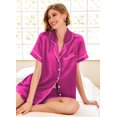 thumbnail image 2 of Ekouaer Satin Pajamas Womens Sleepwear Silk Pjs Short Sleeve Sleep Set Button Down Pj Soft Loungewear, 2 of 6