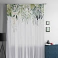 thumbnail image 5 of Eucalyptus Leaves Semi Sheer Curtains Drapes for Living Room, Bedroom, French Doors Window 96 Inches Long, Watercolor Spring Summer Botanical Rod Pocket Chiffon Curtain Drapery Voile Draperies Panel, 5 of 6