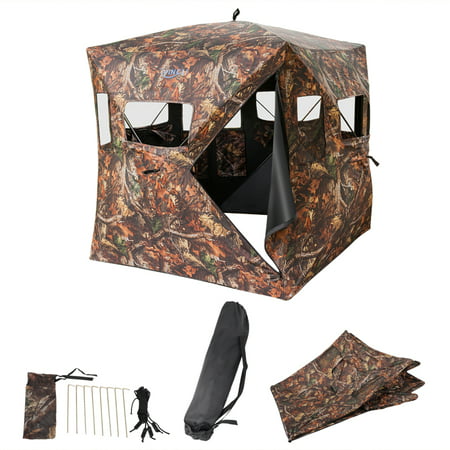 Zimtown Ground Deer Hunting Blinds, Portable Waterproof Camouflage Hunting Tent, with Carrying Bag, Enough for 2-3 Person