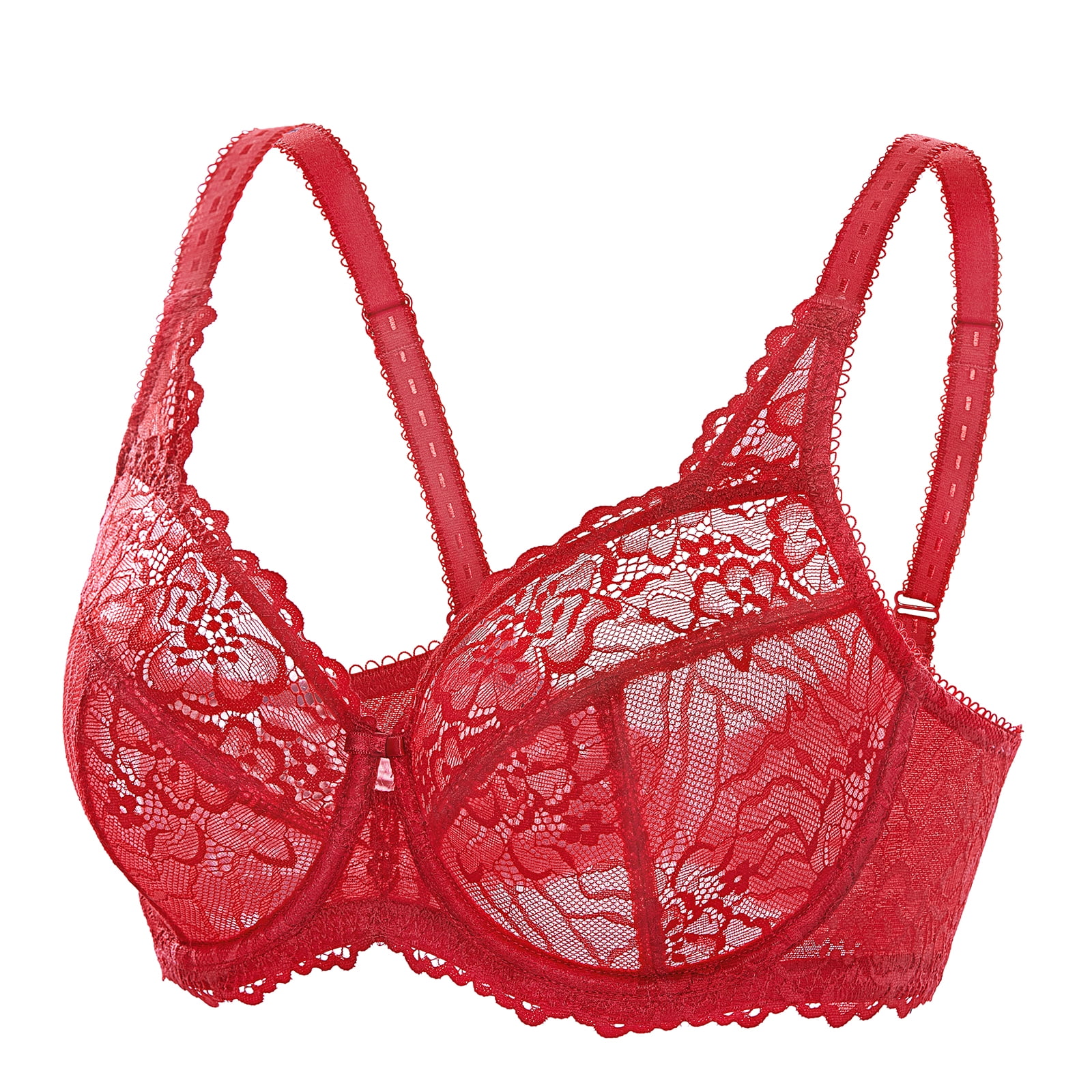 DELIMIRA Women's Plus Size Minimizer Bras Full Coverage Lace Unlined Underwire Bra B-K Cups