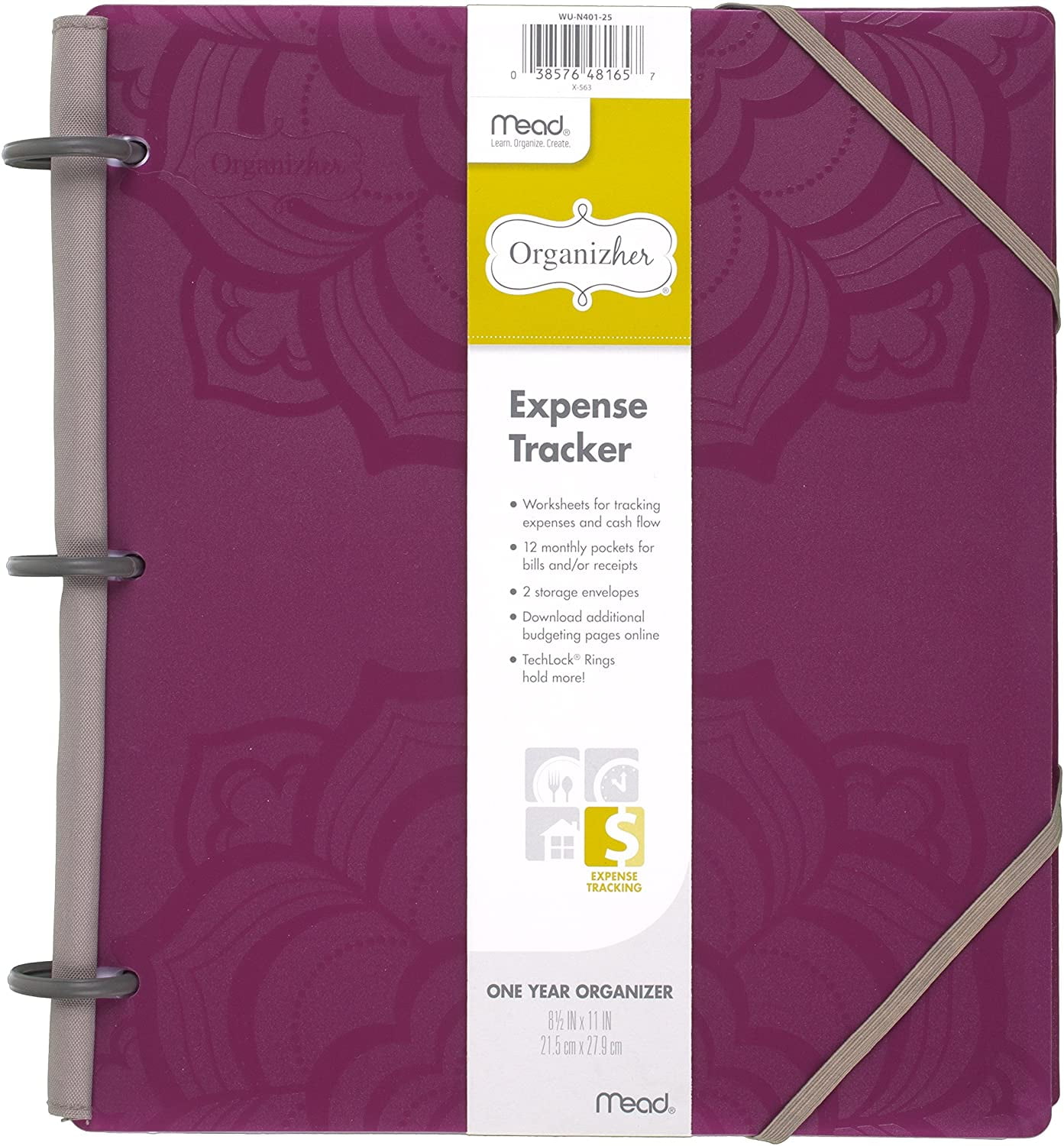 Mead Organizher Expense Tracker, 8.5 x 11 Inches, Purple Poly (64047