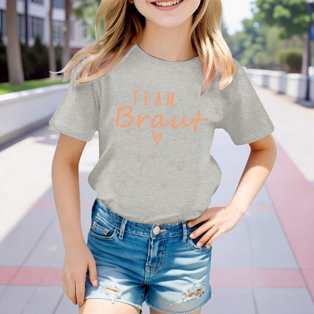 Chandails pour Filles Col Rond Hauts Graphiques T-Shirts Hauts d'Été pour Filles T-Shirts 4T