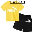 thumbnail image 2 of Conjunto de dos piezas de camiseta y pantalón corto de algodón con estampado informal de moda de verano para niños y niñas de 2 a 12 años, 2 of 5