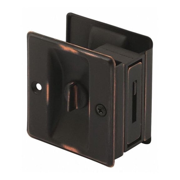 Pocket Door Privacy Lock and Pull, 2-3/4 in. tall, Classic Bronze