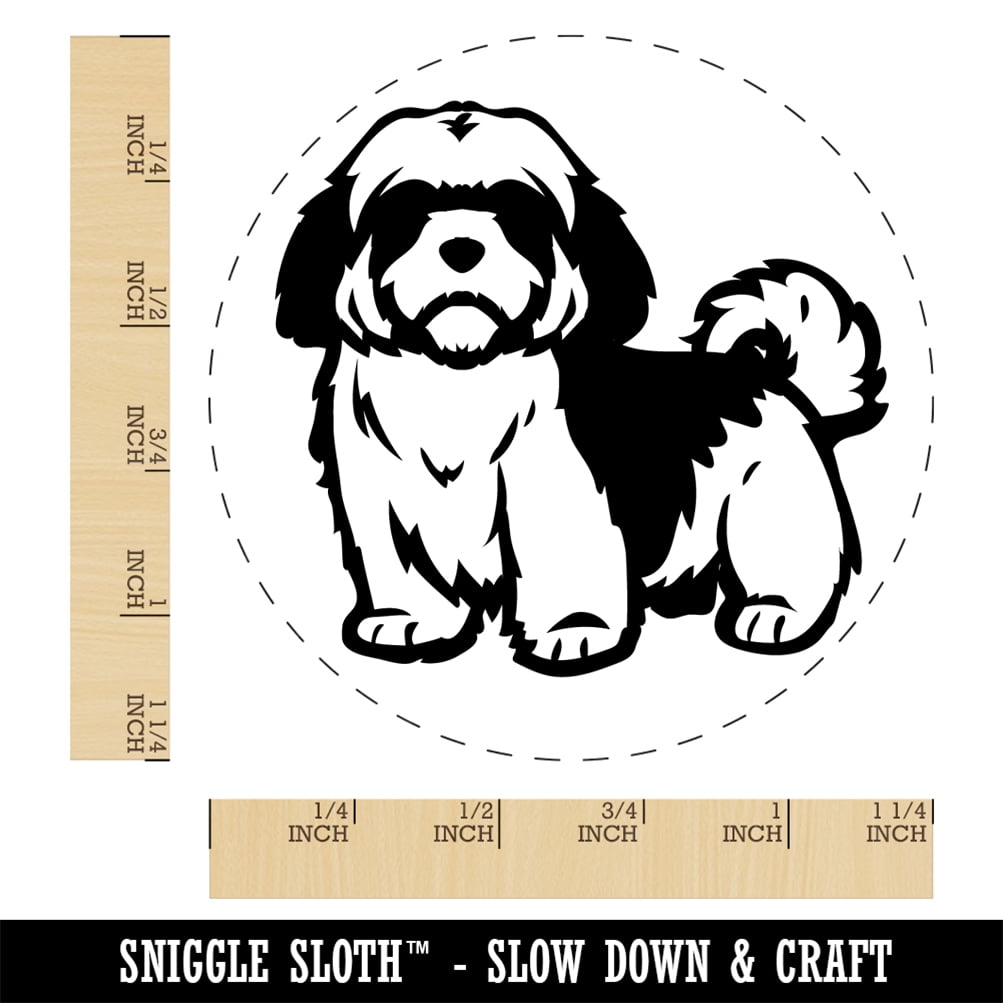 Alert Shaggy Shih Tzu Dog Self-Inking Rubber Stamp Ink Stamper - Black Ink - Large 1-1/2 Inch