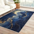 thumbnail image 1 of Ocean Wave Rug Bedroom - Ocean Wave Rug & Home Decor, Navy Blue and Gold Rugs for Entryway, Washable Rugs, 3x5 Area Rug, Non Slip Soft Low Pile Indoor Door Mat, Modern Abstract Carpet, 1 of 7