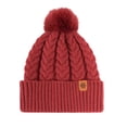thumbnail image 4 of Foulard, Chapeau et Gants Rouges pour Femmes, Chapeau d'Hiver pour Cyclisme, Couleur Unie, Tricoté, Chaud, 4 of 4