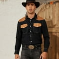 thumbnail image 3 of SUOSDEY Men's Westert Shirt Cowboy Long Sleeve Cotton Shirt Slim Fit Casual Button Down Shirts with Pockets, 3 of 6