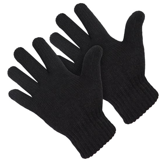 Men's Cold Weather Thermal Insulated Acrylic Rib Cuffed Black Gloves