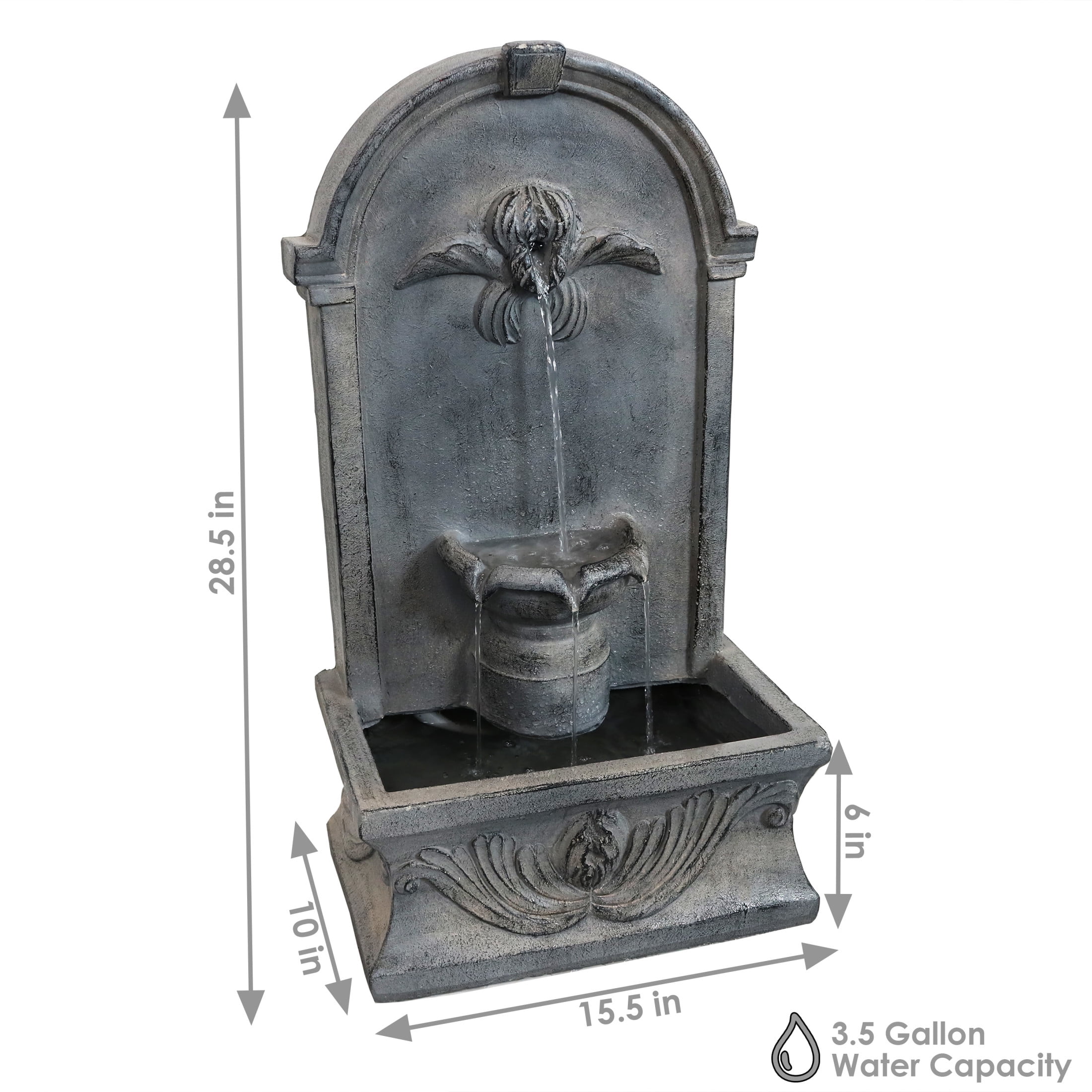 Sunnydaze French-Inspired Traditional Reinforced Concrete Outdoor Water Fountain