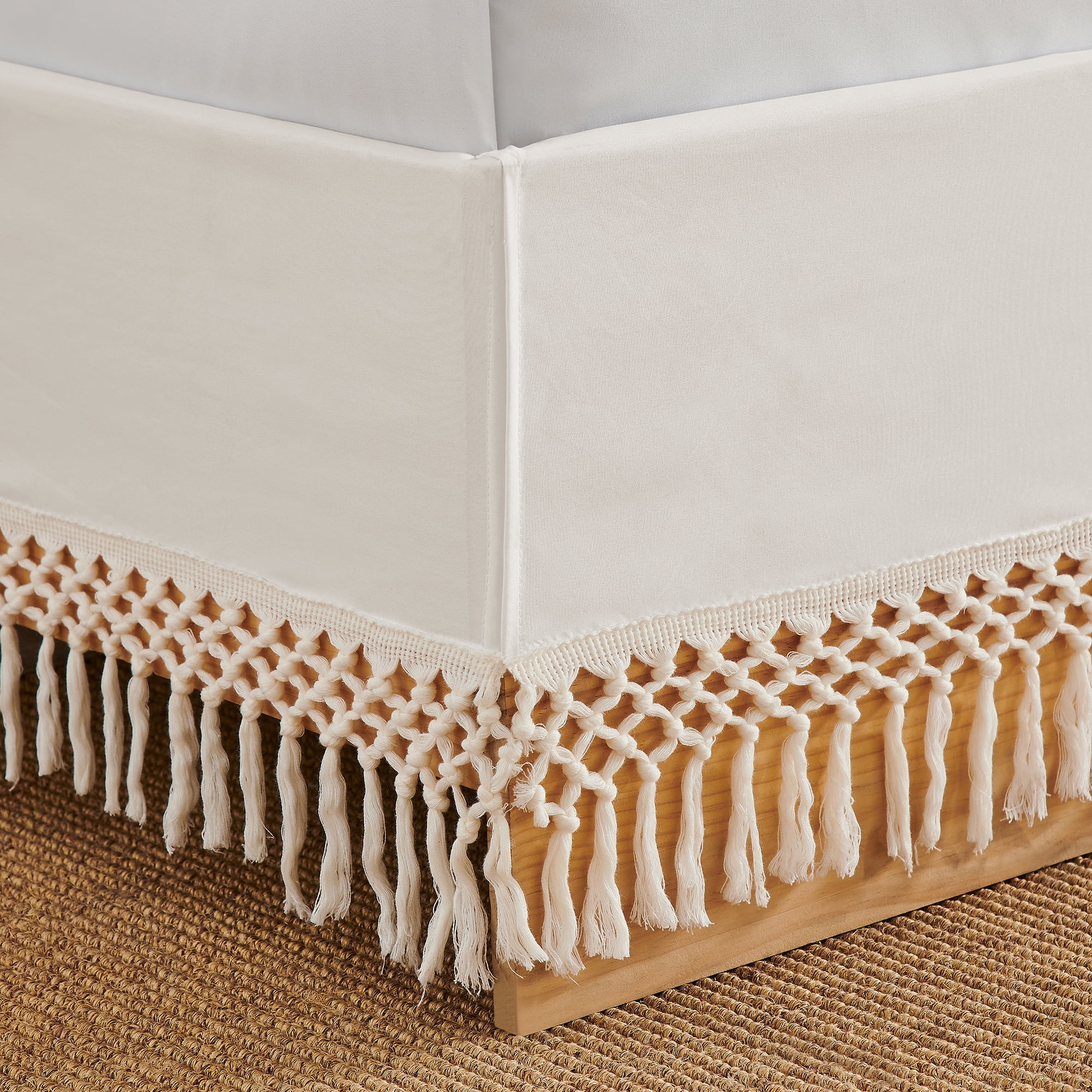 Boho Fringe Macrame Queen Size Bed Skirt by Sweet Jojo Designs