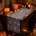 thumbnail image 6 of Extra Long Halloween Table Runner, Black Sheer Table Runner with Gold Print, Gothic Spider Web Table Decor for Halloween Party, Dining Table, Mantel, and Home Display, 6 of 6
