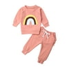 Musuos Baby Girl Clothes Suit Long Sleeve Rainbow Patch Tops+Pants