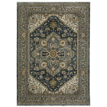Oriental Weavers Aberdeen Area Rug - 1144Q - 7'10" x 10'10" - in Blue/ Taupe - Vintage Inspired, Stain Resistant, Family and Pet Friendly , Dining, Living Room Rug