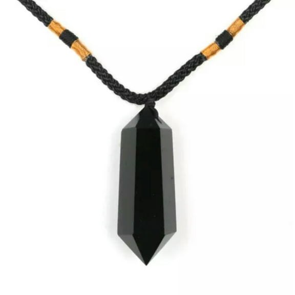 Natural Black Obsidian Necklace Quartz Crystal Pendant Chakra Stone Gift Healing
