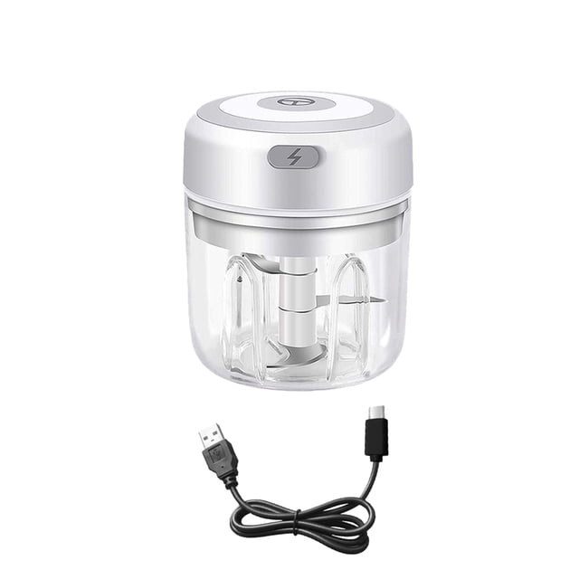 Naiovety Triturador de ajo eléctrico de plástico Mini portátil 1200mA USB carga Chopper interior casa cocina jengibre verduras trituradora Cocina y Comedor Blanco Naiovety HA059907-01B