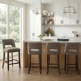 thumbnail image 3 of VKNOW 26" Upholstered Counter Height Bar Stools Set of 2, Wood Legs with Footrest, Cutout Back for Kitchen Island, Dining Room, Home Bar,Brown, 3 of 9