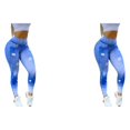 thumbnail image 4 of Qarigey Leggings deportivos Pantalones de yoga Traje de gimnasio Gran resistencia Jogging Ropa Entrenamiento Cintura Legging Verano Elasticidad Azul L 2Conjunto, 4 of 6