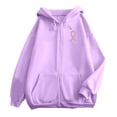 thumbnail image 6 of Yuanlong Womens Hoodies Zip Up Long Sleeve Ribbon Print Drawstring Hoodie Breast Cancer Awareness Jackets With Pockets, 6 of 6