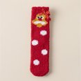 thumbnail image 2 of Fabrcox Fuzzy Slipper Socks for Women, Cute Mid-Calf Non Slip Winter Warm Casual Santa Printed Indoor Floor Socks for Home Lounging (D), 2 of 4