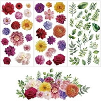 1 Set 3pcs/Set Watercolor Flowers Rub on Transfers - 6x12 Inch Leaves Decals for Crafts and Furniture