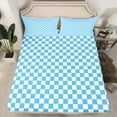 thumbnail image 2 of Erosebridal Checkered Gingham Sheet Set Full, Blue Buffalo Bedding Sets Full Size, Rectangle Geometry Decor, 4-Piece, 2 of 7