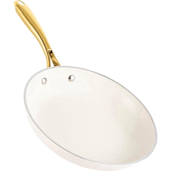 Gotham Steel 12 Inch Non Stick Frying Pans Nonstick Skillet, Ceramic Pan for Cooking Non Toxic, Nonstick Frying Pan Skillets with Stay Cool Handle, Fry Pans, Oven and Dishwasher Safe, Gold Handles