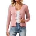 thumbnail image 5 of Cardigan Sweaters for Women Open Front Cardigan Lightweight Sweater Button Down Long Sleeve Casual Solid Color Knit Tops Red, 5 of 5