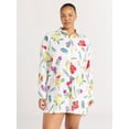 thumbnail image 2 of Joyspun Women’s Woven Long Sleeve Button Front Sleepshirt, Sizes XS-3X, 2 of 6