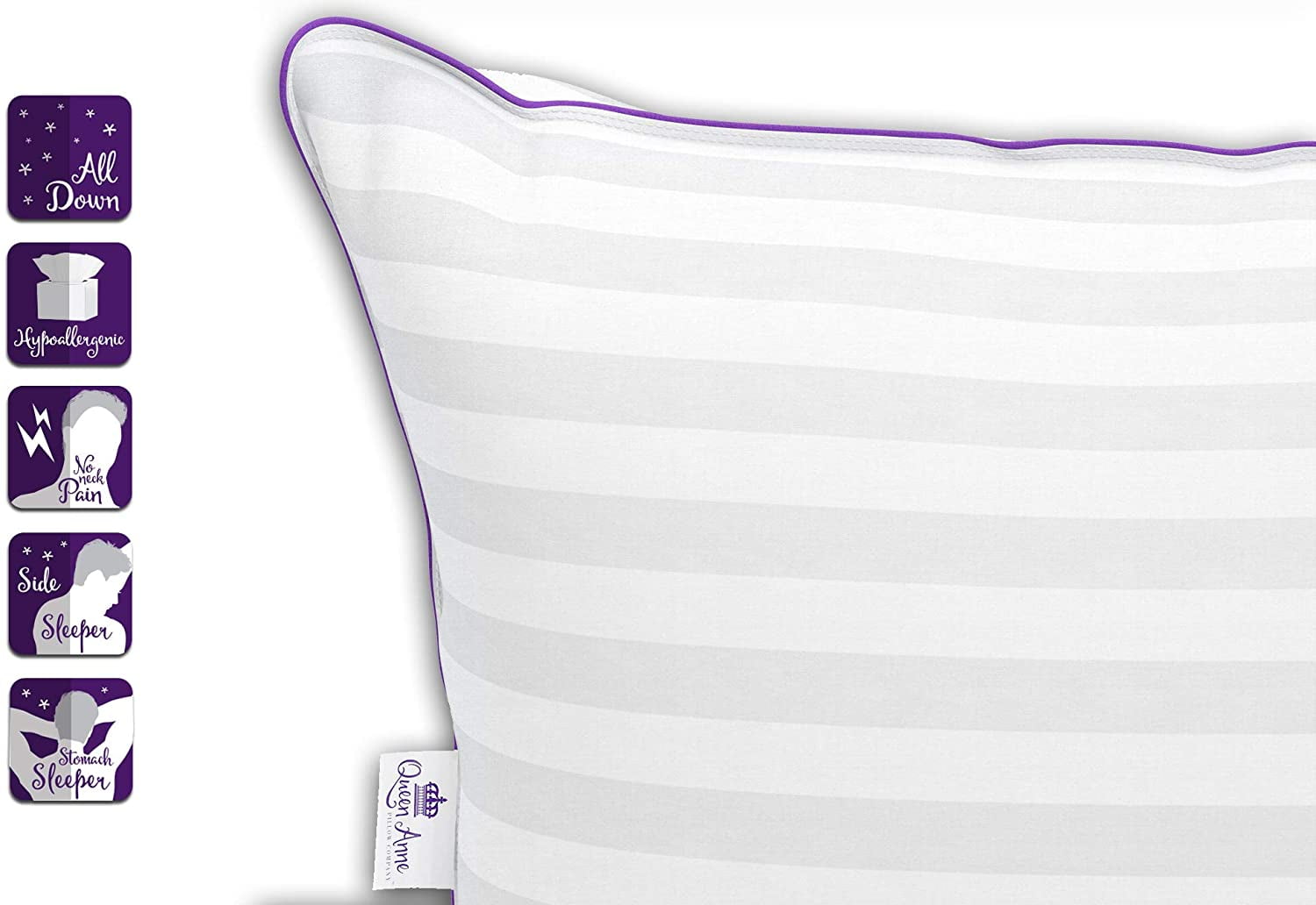 Queen Anne The Original Pillow Famous 100 European White Goose And