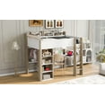 thumbnail image 5 of Generic Full Size Wood Loft Bed with Built-in storage shelves, Clothes rails and desk, White+Naturel, 5 of 9