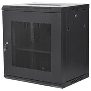 SKYSHALO 12U Wall-Mounted Network Server Rack Cabinet Enclosure with 15.5'' Deep Door Lockl