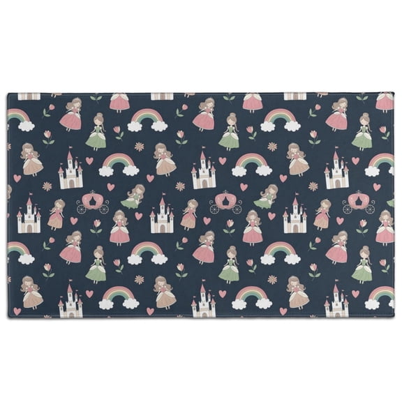 Princess Castle Rainbow Pattern Door Rugs,Washable Non Slip Door Mats Indoor,Decorative Door Mats,Entry Mat Indoor for Entrance,Bedroom,Kitchen,Bathroom,17"x30"