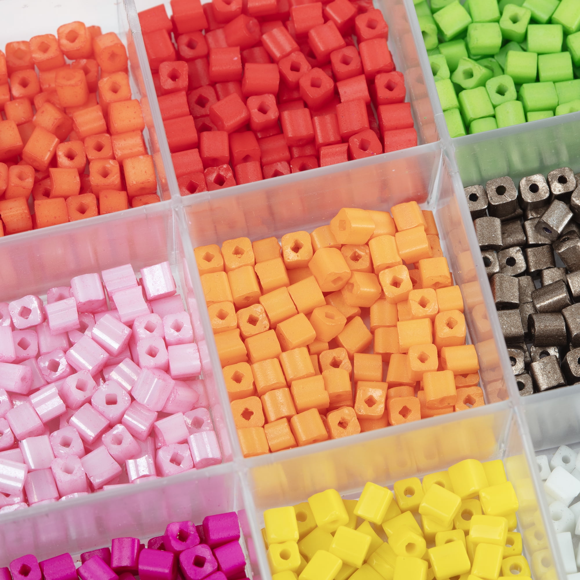 Cousin DIY Rainbow Square Glass Seed Bead Assortment with Case, 180g, 2000 Piece, Adult, 69994337