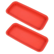 LULULION 2Pcs Red Rectangular Plant Drip Pans for Indoor and Outdoor Pots with Anti Slip Resin