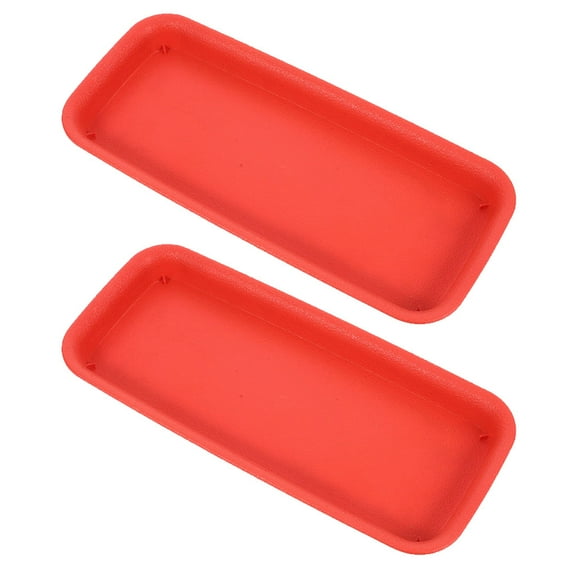 LULULION 2Pcs Red Rectangular Plant Drip Pans for Indoor and Outdoor Pots with Anti Slip Resin