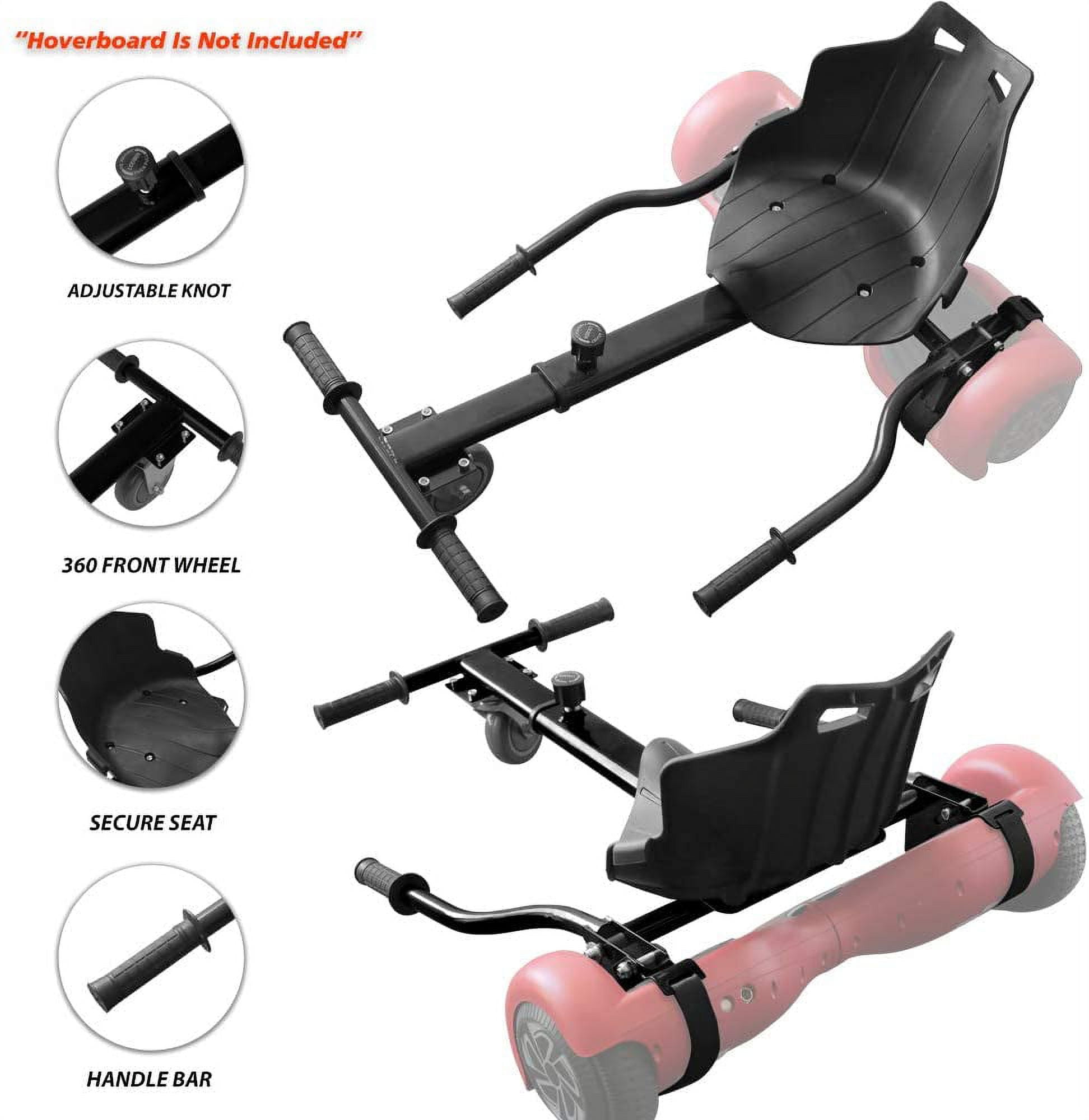 Hover Kart Go Kart Adjustable Seat Attachment for 6.5" Hover-Board Buggy - Black