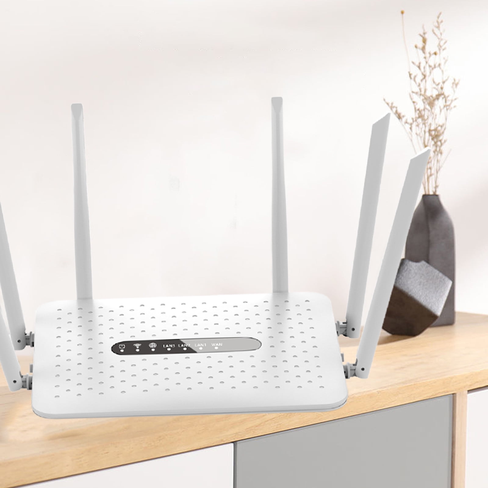 PBAZIH 2.4G/5G Dual-Band WiFi Router with Six Antennas, 1200Mbps Wireless Speed, High-Speed Through-Wall Signal, Stable 5G Home Router with Four Ethernet Ports, Ideal for Streaming and Gaming