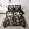 thumbnail image 2 of 7 Pcs Comforter Set Full Size,Wolf Family Bed in a Bag with Flat Sheet and Fitted Sheet Teens Adult,Tribal Boho Dream Catchers Bedding Set with Pillowcase and Sham Reversible, 2 of 5