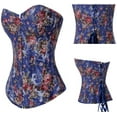 thumbnail image 2 of Femmes Vintage Floral Denim Corset Bustier Haut, 2 of 7
