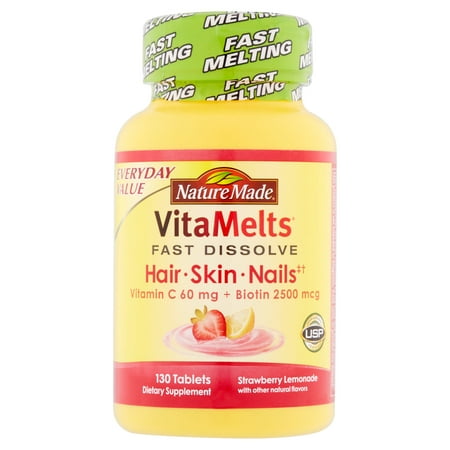 Nature Made VitaMelts Strawberry Lemonade cheveux, la peau et des ongles Compléments alimentaires Comprimés, 130 count