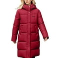 thumbnail image 2 of FDGIU Women's Slim Fit Puffer Coat - Attached Hood Zip Front, Lightweight Warm Long Jacket for Cold Weather Outdoor, 2 of 7