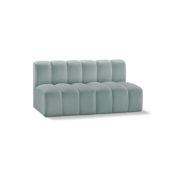 Meridian Furniture Arc Mint Green Vegan Leather Modular Sectional
