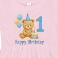 thumbnail image 4 of Inktastic 1st Birthday Bear with Cake and Balloons Girls Baby Dress, 4 of 5