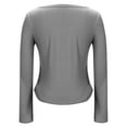 thumbnail image 5 of Uootdi Cropped Long Sleeve Shirts for Women Boat Neck Bell Sleeve Stretchy Slim Fit Going Out Tops Lightweight Plain Pullover Basic Y2K Tops Gift, 5 of 6