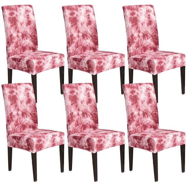 Chair Covers Stretch Dining Chair Covers Removable High Back Chair Protective for Dining Room Kitchen Banquet Party Decoration (T-Red, 6 PCS)