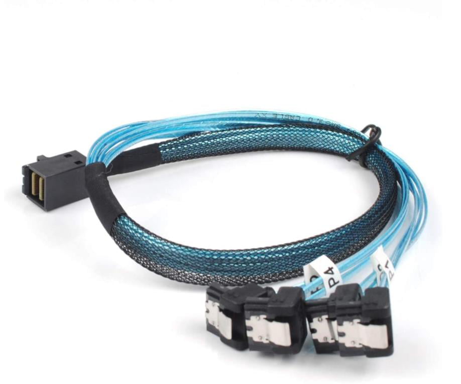 1m Mini SAS 36P SFF-8087 to 4 X SATA 7Pin HD Splitter Breakout Blue Cable Hot 